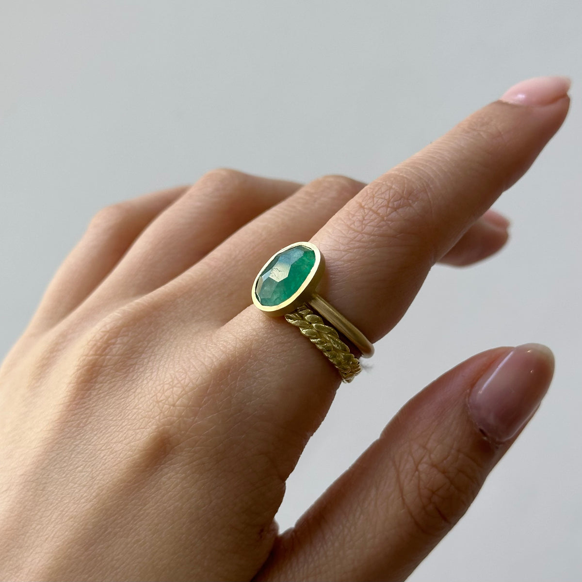 2.19 Carat One-of-a-Kind Rose Cut Emerald Ring | ER66-OOAK
