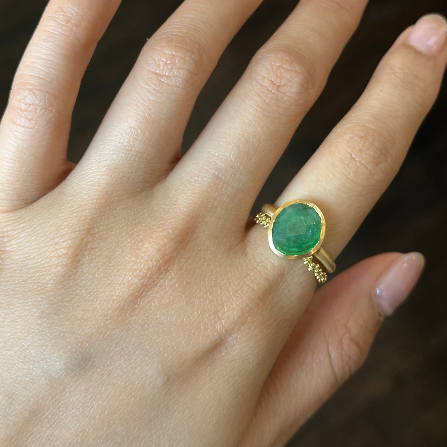 2.47 Carat One-of-a-Kind Rose Cut Emerald Ring | ER68-OOAK