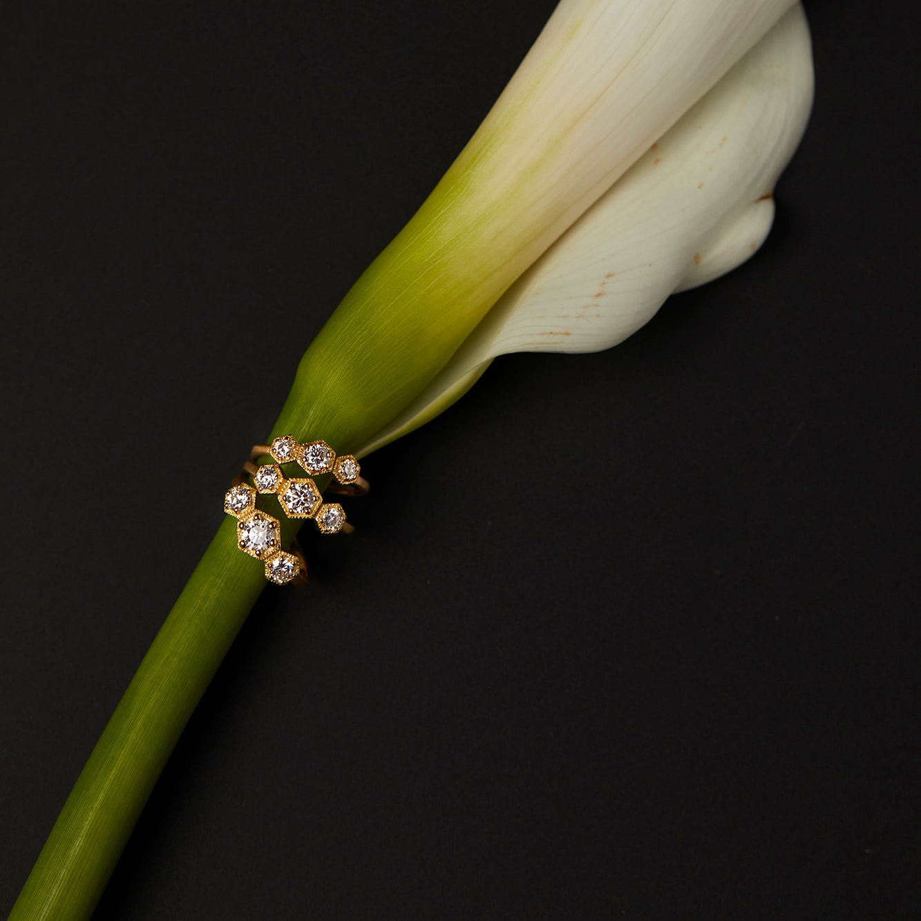 Queen White Diamond Triple Hexagon Ring | R8403W