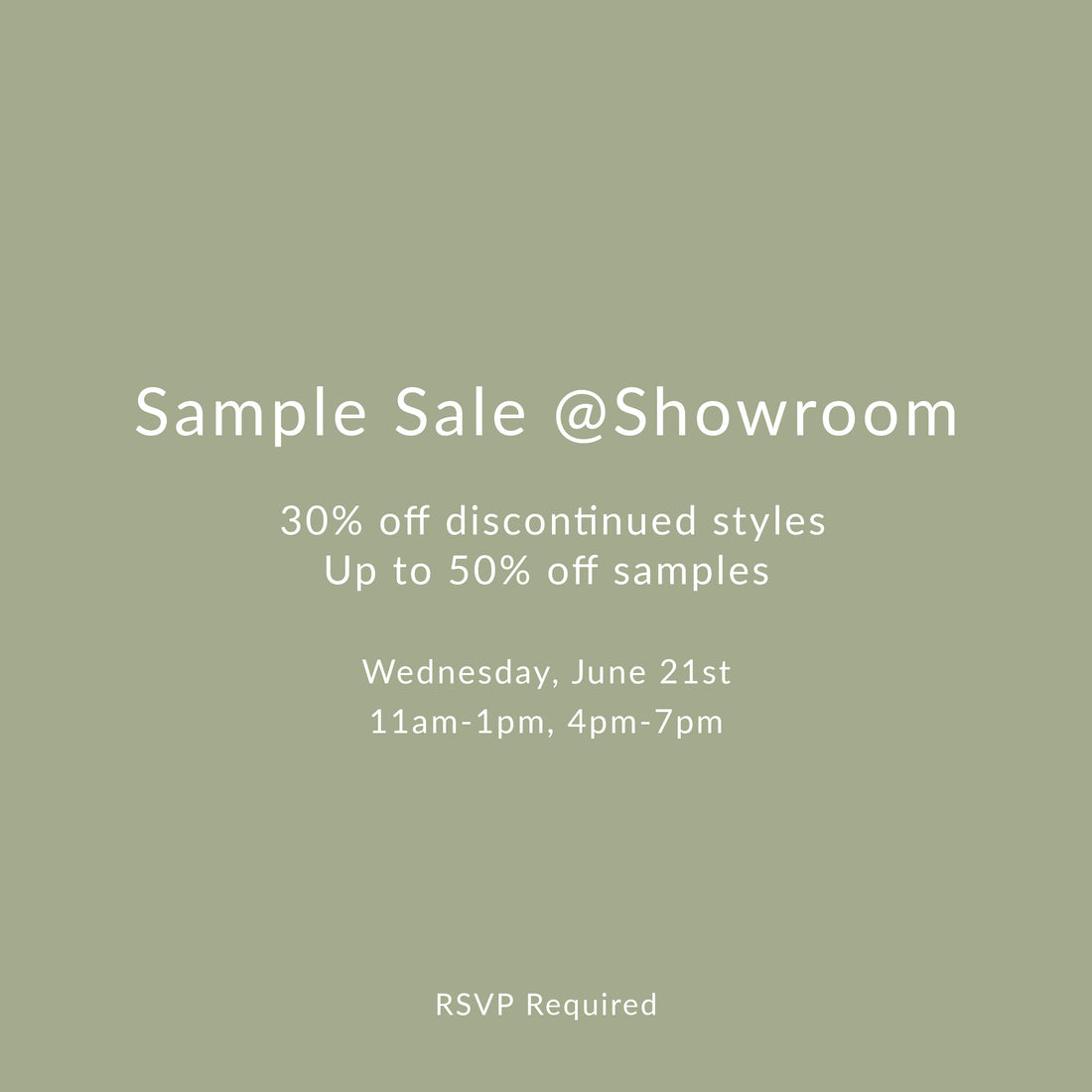 Showroom Sample Sale