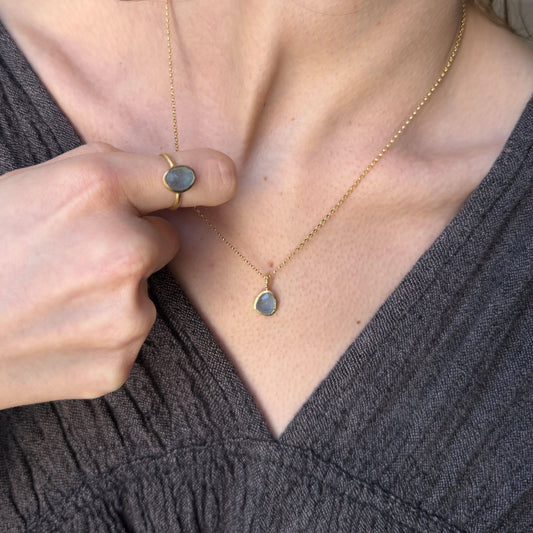 1.71 Carat One-of-a-Kind Rose Cut Aquamarine Necklace | AQN1-OOAK