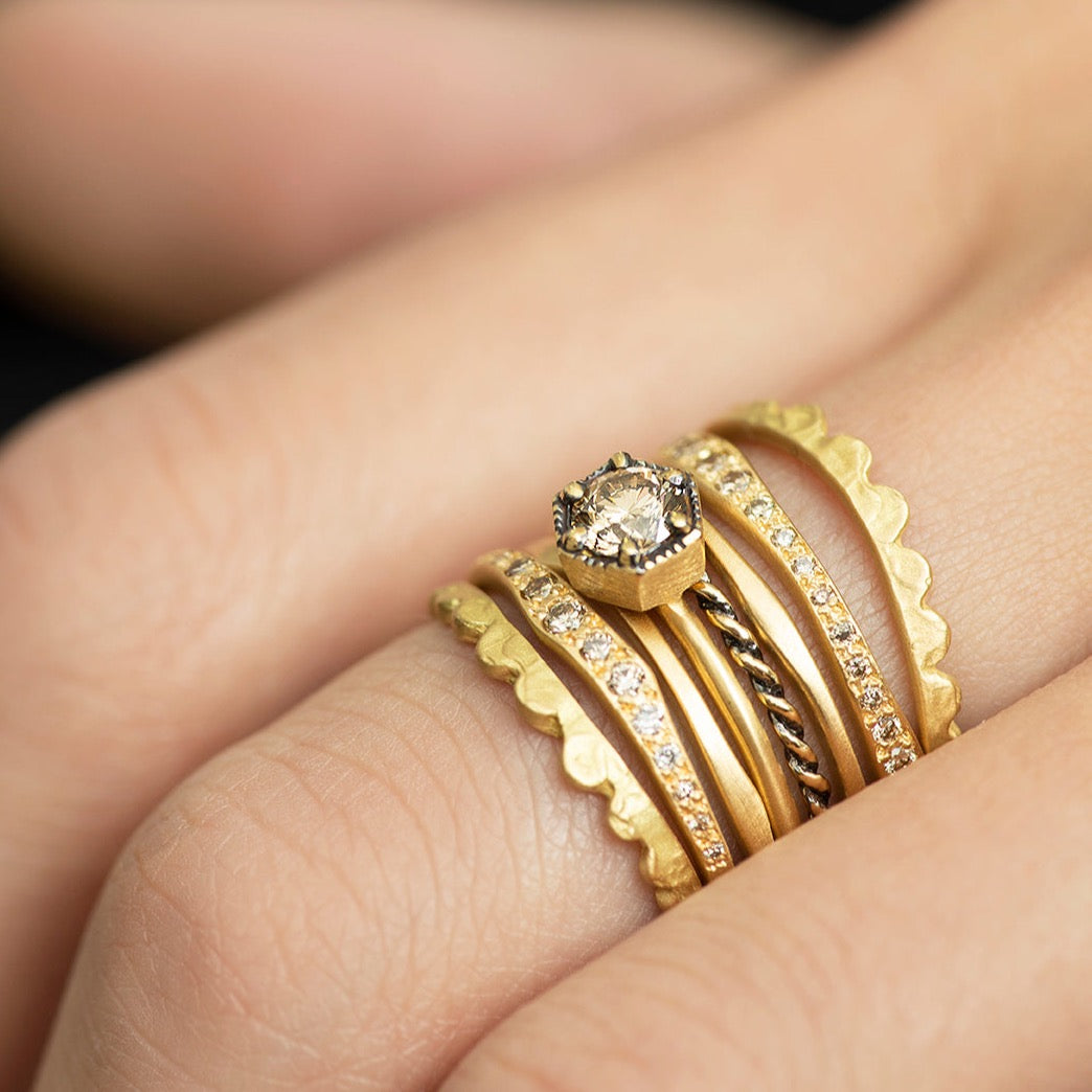 Brown Diamond Ripple Half-Eternity Band | R10002BR