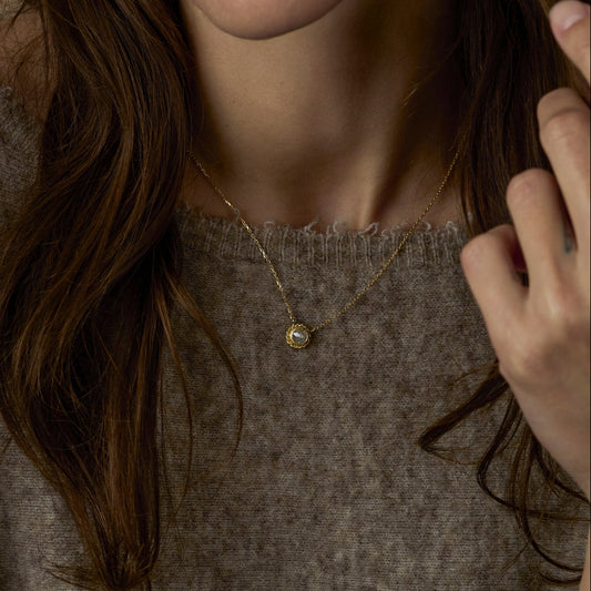 0.74 Carat One-of-a-Kind Rose Cut Salt & Pepper Grey Diamond Necklace | DN38-OOAK
