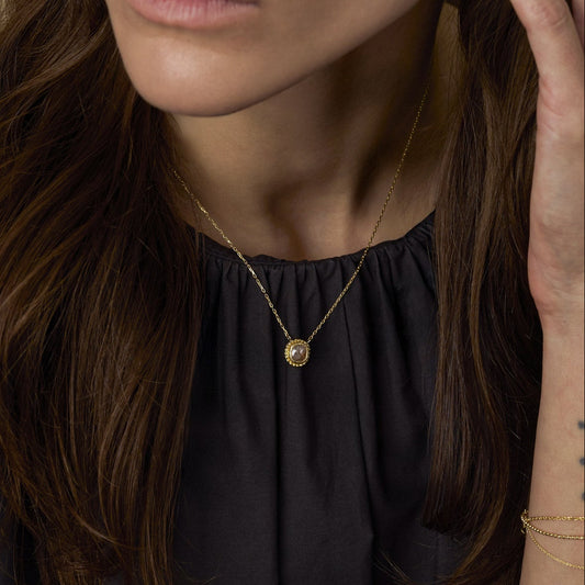 0.86 Carat One-of-a-Kind Rose Cut Cloud Grey Diamond Necklace | DN39-OOAK