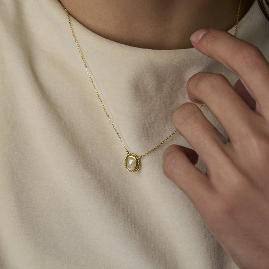 0.95 Carat One-of-a-Kind Rose Cut Cloud Grey Diamond Necklace | DN40-OOAK