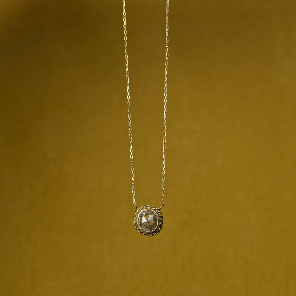 1.6 Carat One-of-a-Kind Rose Cut Feather Grey Diamond Necklace | DN41-OOAK