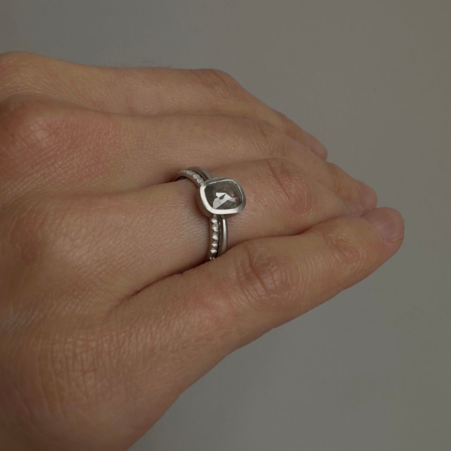 0.82 Carat One-of-a-Kind Rose Cut Grey Diamond Ring | DR189-OOAK