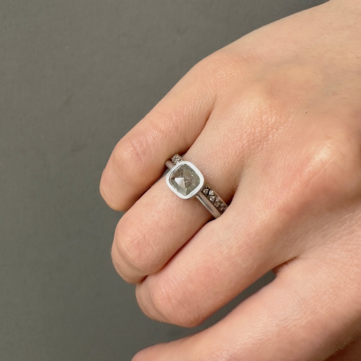 1.17 Carat One-of-a-Kind Rose Cut Grey Diamond Ring | DR192-OOAK