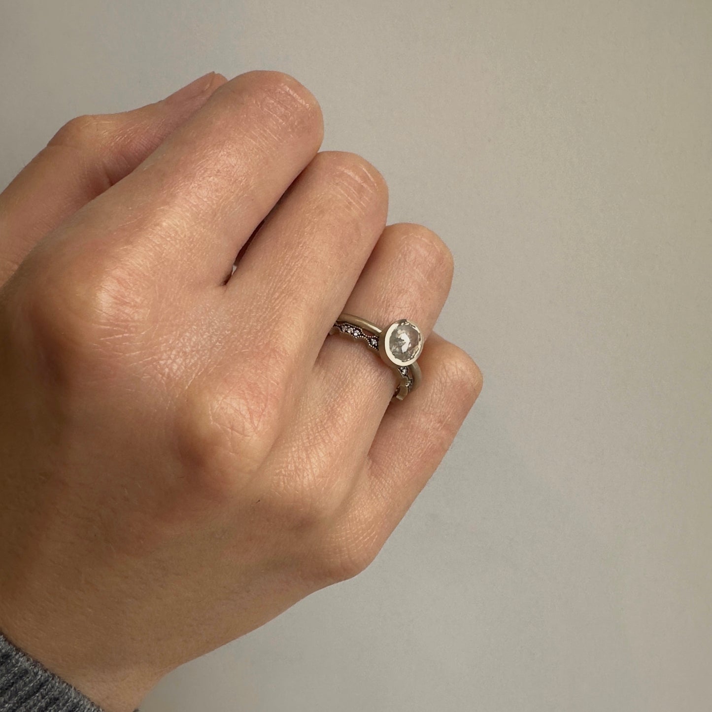 1.18 Carat One-of-a-Kind Rose Cut Grey Diamond Ring | DR195-OOAK