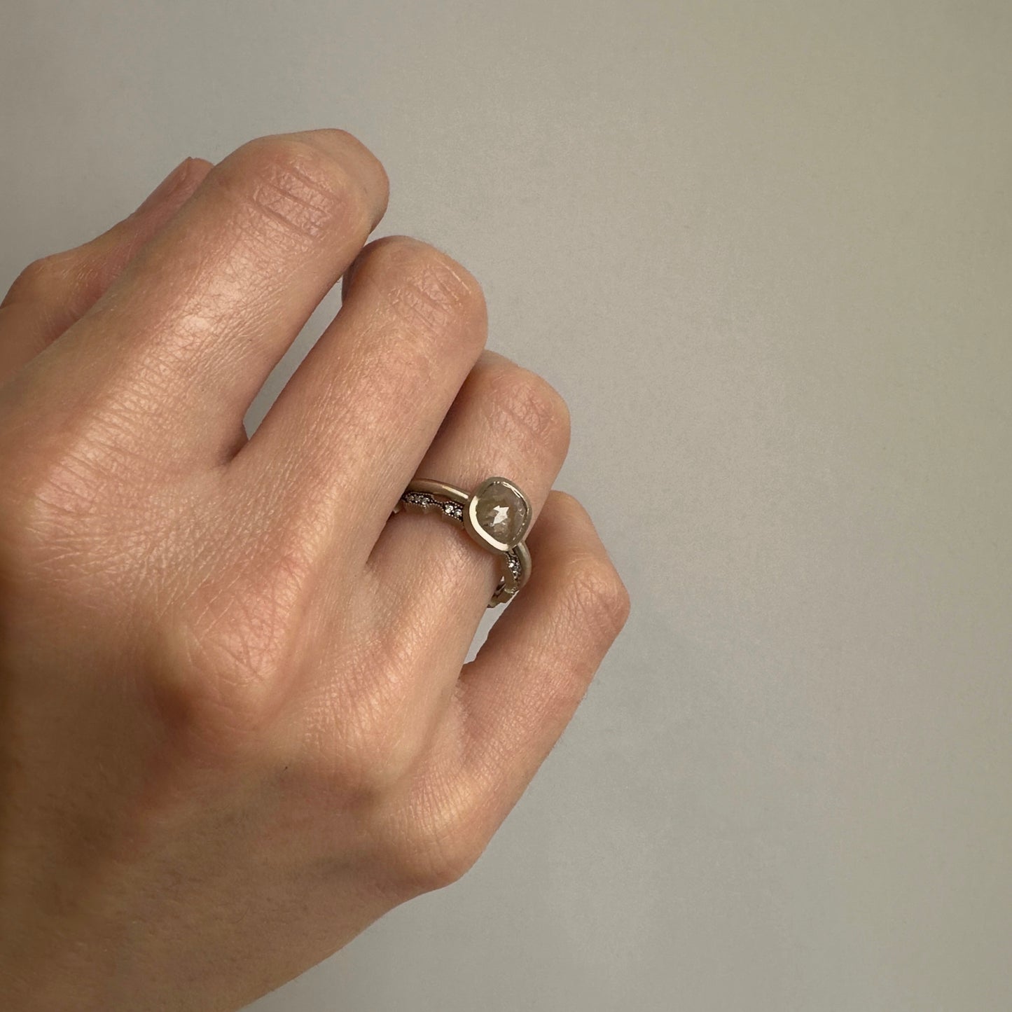 1.23 Carat One-of-a-Kind Rose Cut Grey Orange Diamond Ring | DR196-OOAK