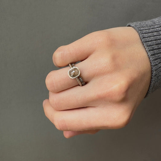 1.23 Carat One-of-a-Kind Rose Cut Grey Orange Diamond Ring | DR196-OOAK