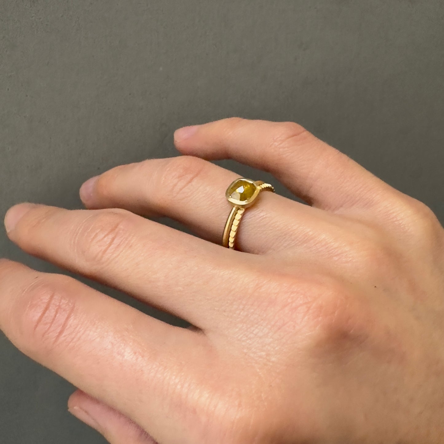 0.79 Carat One-of-a-Kind Rose Cut Yellow Diamond Ring | DR199-OOAK