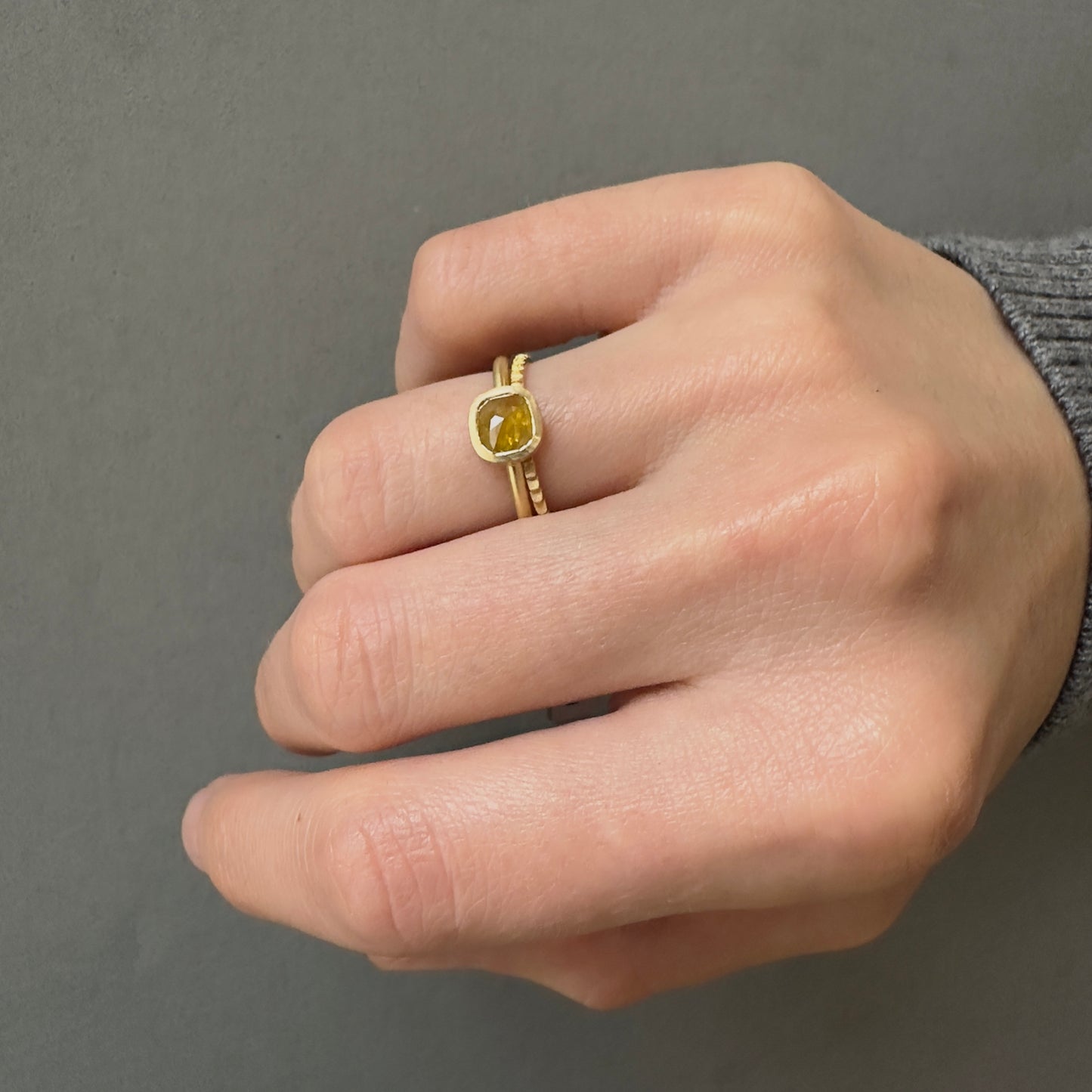 0.79 Carat One-of-a-Kind Rose Cut Yellow Diamond Ring | DR199-OOAK