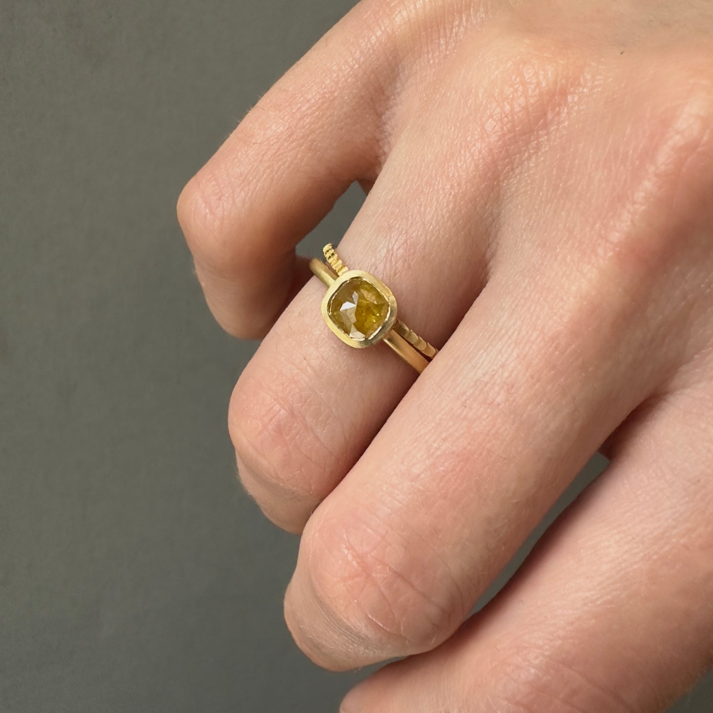 0.79 Carat One-of-a-Kind Rose Cut Yellow Diamond Ring | DR199-OOAK