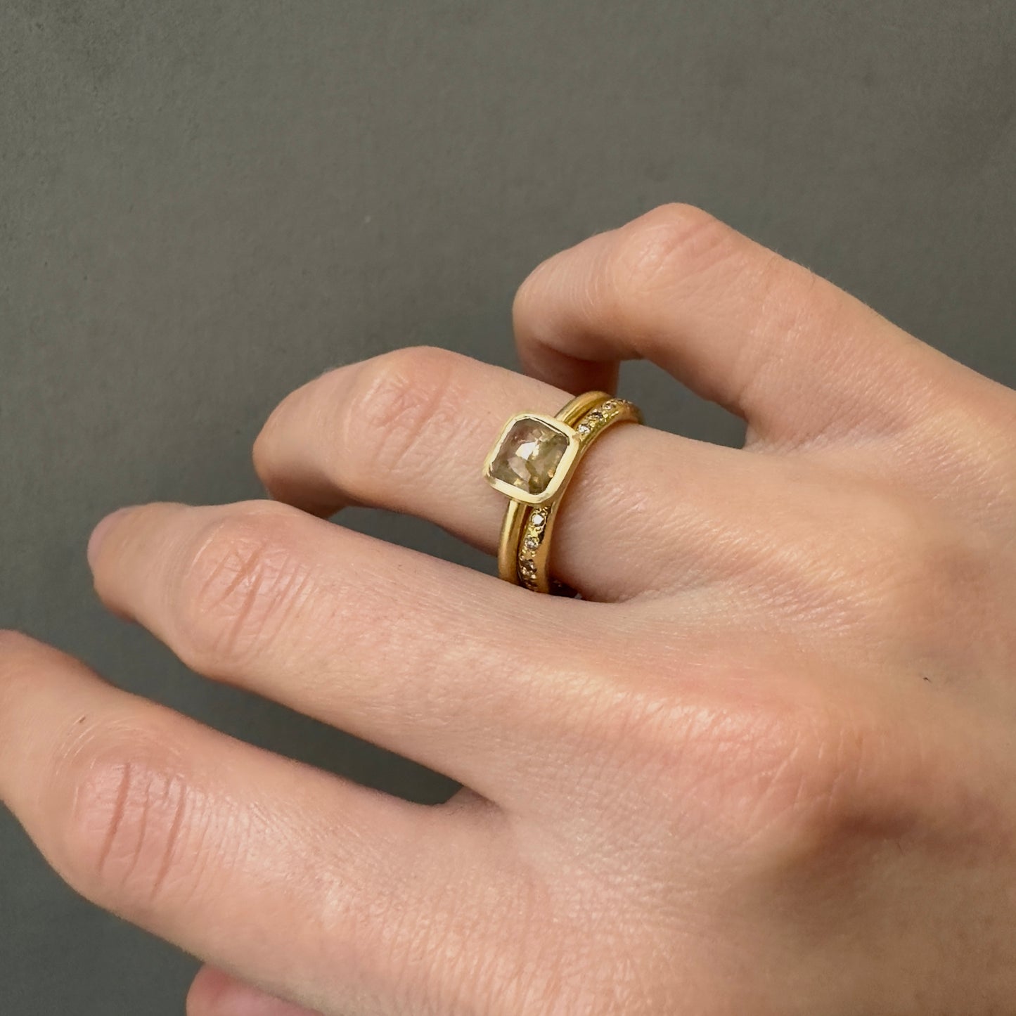 0.97 Carat One-of-a-Kind Rose Cut Brownish Grey Diamond Ring | DR200-OOAK