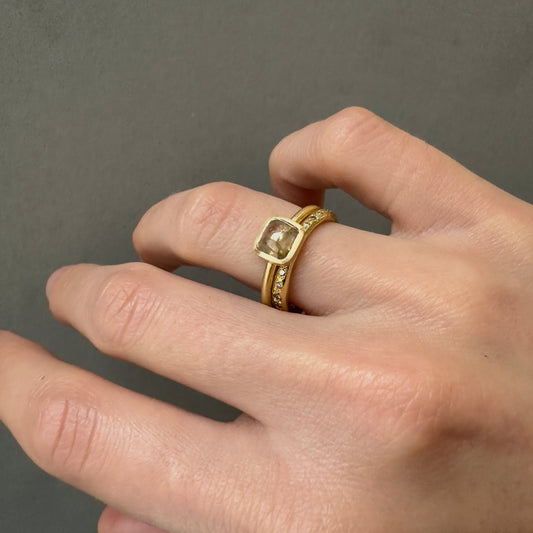 0.97 Carat One-of-a-Kind Rose Cut Brownish Grey Diamond Ring | DR200-OOAK