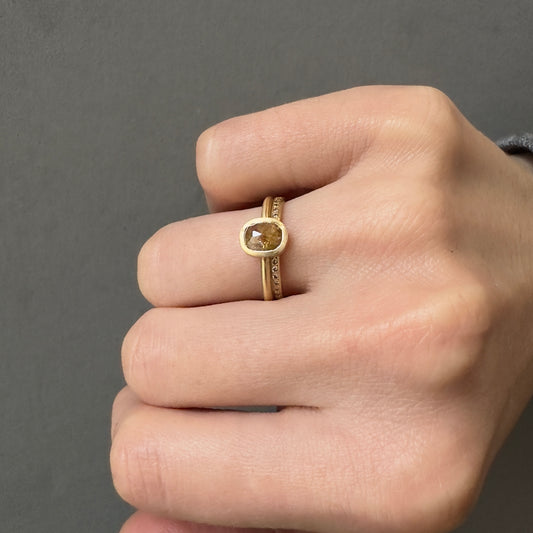 0.82 Carat One-of-a-Kind Rose Cut Yellow x Orange Diamond Ring | DR201-OOAK