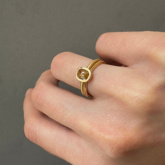 0.82 Carat One-of-a-Kind Rose Cut Yellow x Orange Diamond Ring | DR201-OOAK