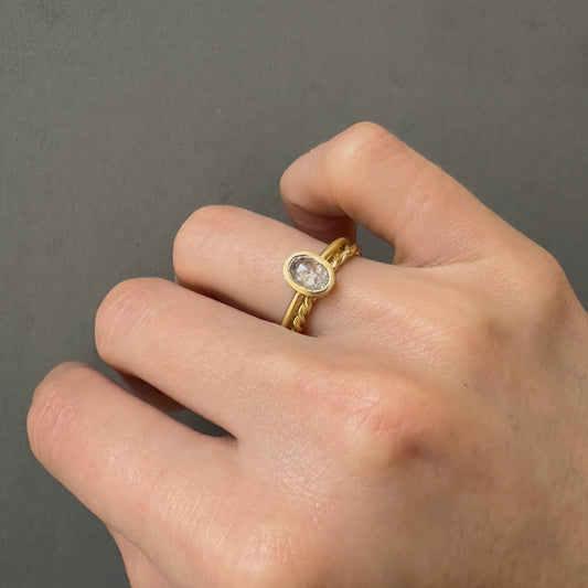 0.85 Carat One-of-a-Kind Rose Cut Light Grey Diamond Ring | DR202-OOAK