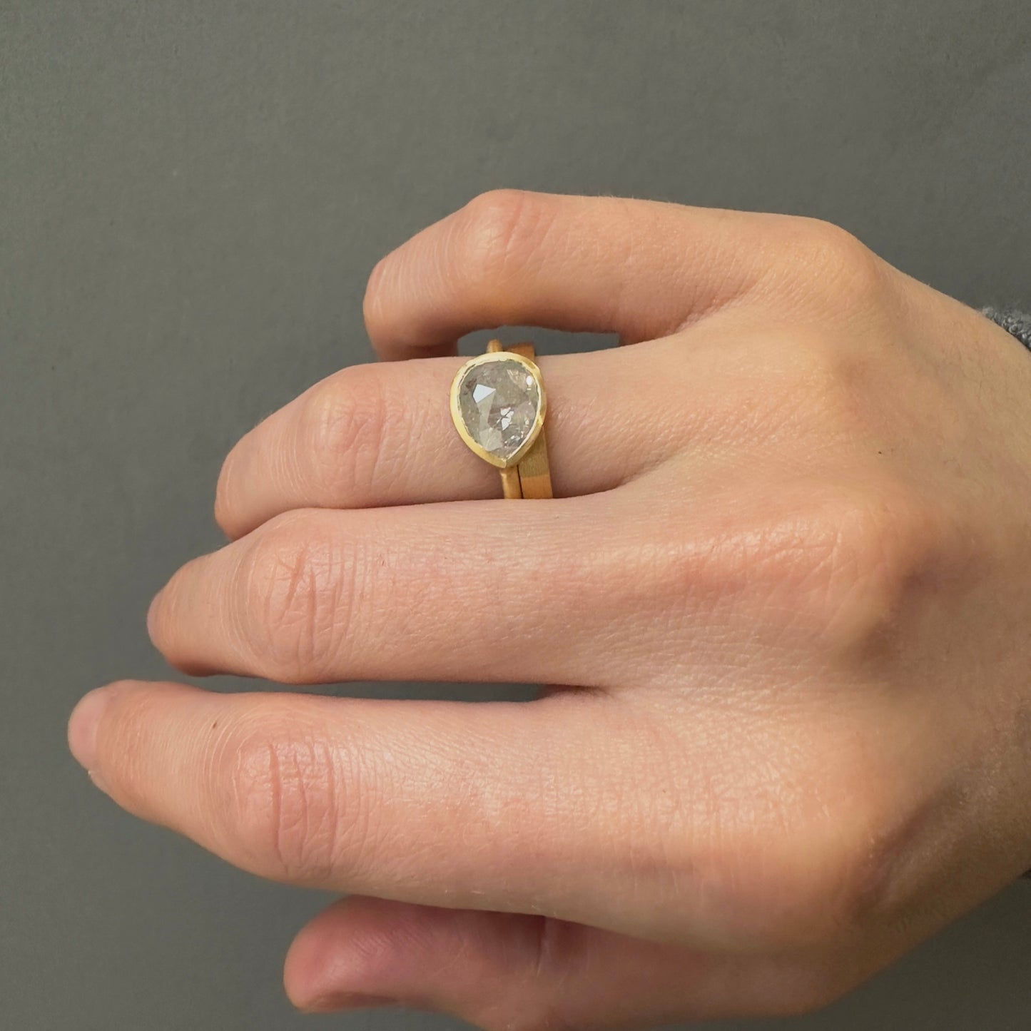 2.23 Carat One-of-a-Kind Rose Cut Icy Grey Diamond Ring | DR208-OOAK