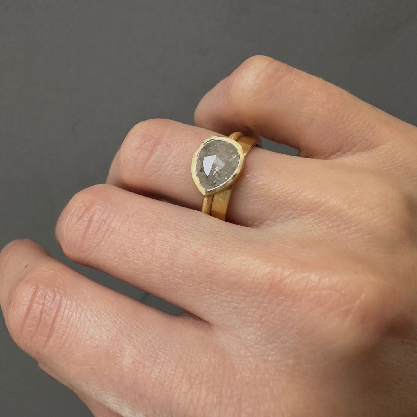 2.23 Carat One-of-a-Kind Rose Cut Icy Grey Diamond Ring | DR208-OOAK