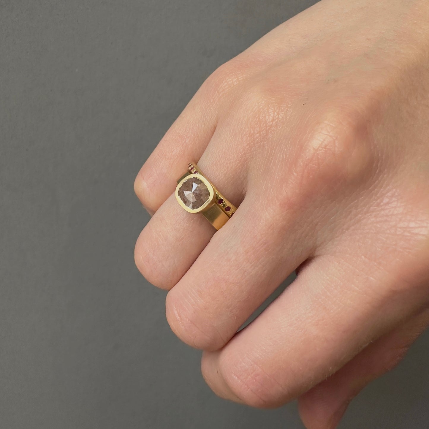 1.38 Carat One-of-a-Kind Rose Cut Grey x Orange Diamond Ring | DR210-OOAK