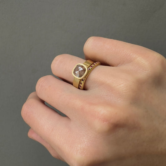 1.38 Carat One-of-a-Kind Rose Cut Grey x Orange Diamond Ring | DR210-OOAK