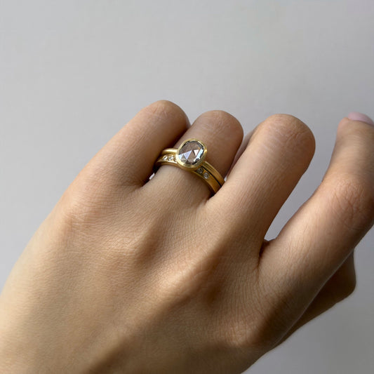 1.26 Carat One-of-a-Kind Rose Cut Light Brown Diamond Ring | DR233-OOAK