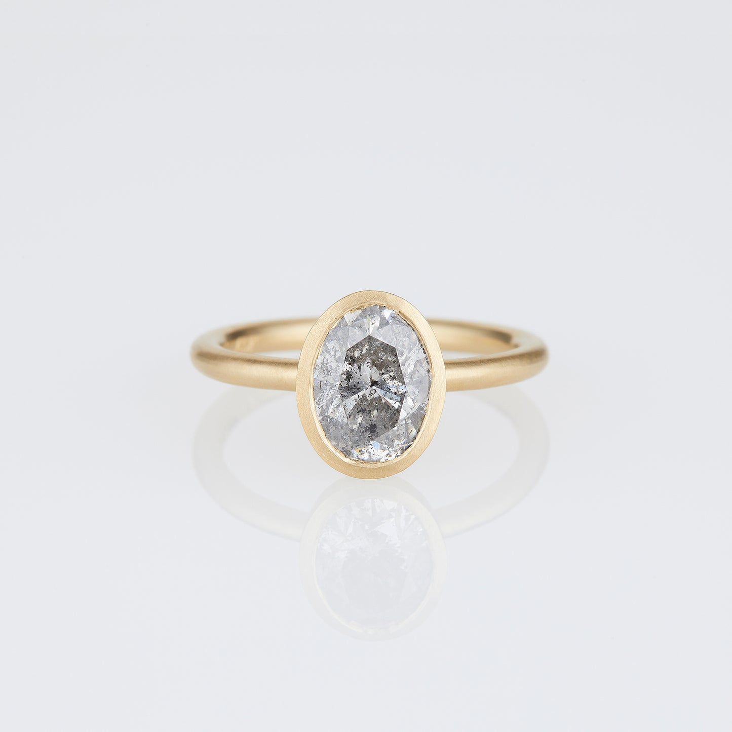 2.03 Carat One-of-a-Kind Oval Cut Salt & Pepper Diamond Ring | DR255-OOAK