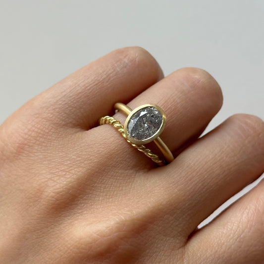 2.03 Carat One-of-a-Kind Oval Cut Salt & Pepper Diamond Ring | DR255-OOAK