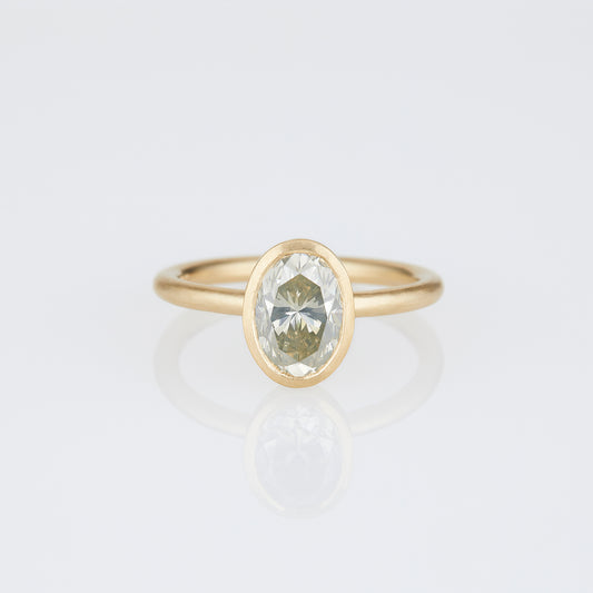 2.24 Carat One-of-a-Kind Oval Cut Misty Light Grey Diamond Ring | DR256-OOAK