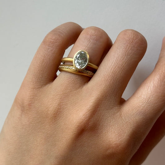 2.24 Carat One-of-a-Kind Oval Cut Misty Light Grey Diamond Ring | DR256-OOAK