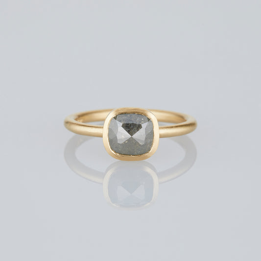 1.52 Carat One-of-a-Kind Rose Cut Feather Grey Diamond Ring | DR265-OOAK