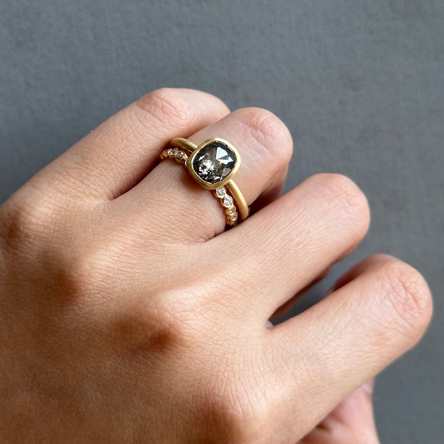 1.6 Carat One-of-a-Kind Rose Cut Smoky Black Diamond Ring | DR271-OOAK