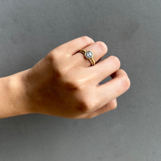 0.76 Carat One-of-a-Kind Rose Cut Feather Grey Diamond Ring | DR273-OOAK
