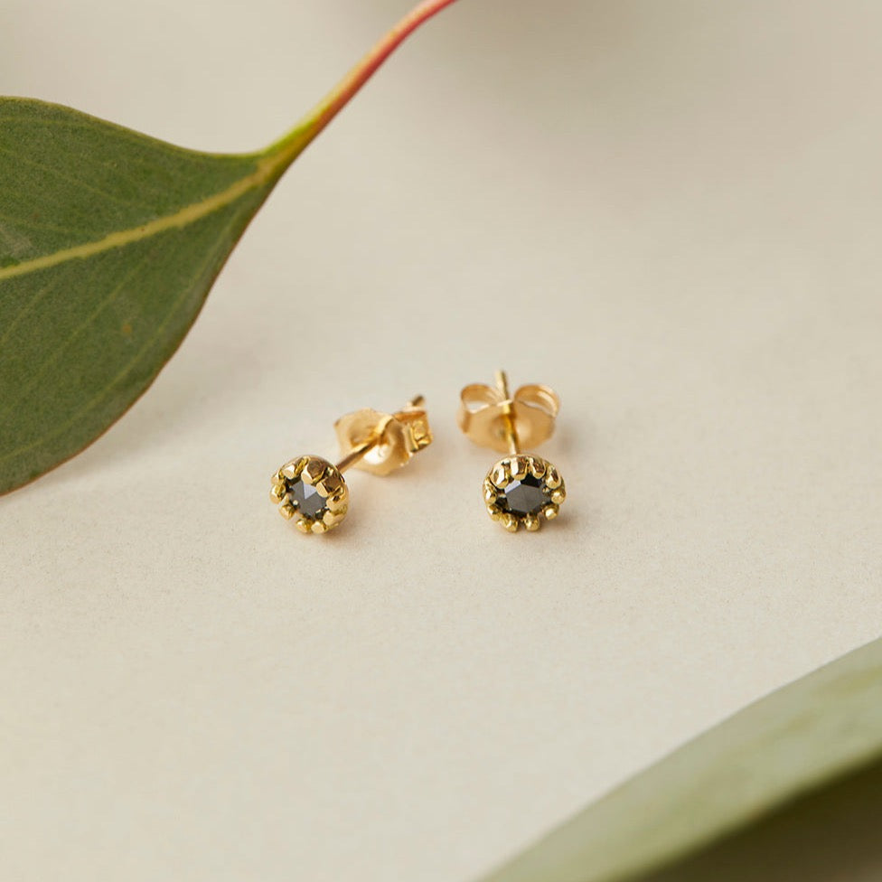 E2301BK | Black Diamond Flower Studs