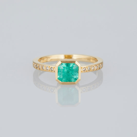 0.91 Carat One-of-a-Kind Emerald Cut Emerald Ring | ER73-OOAK