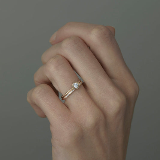 R2203W | 3.5mm White Diamond Hexagon Ring