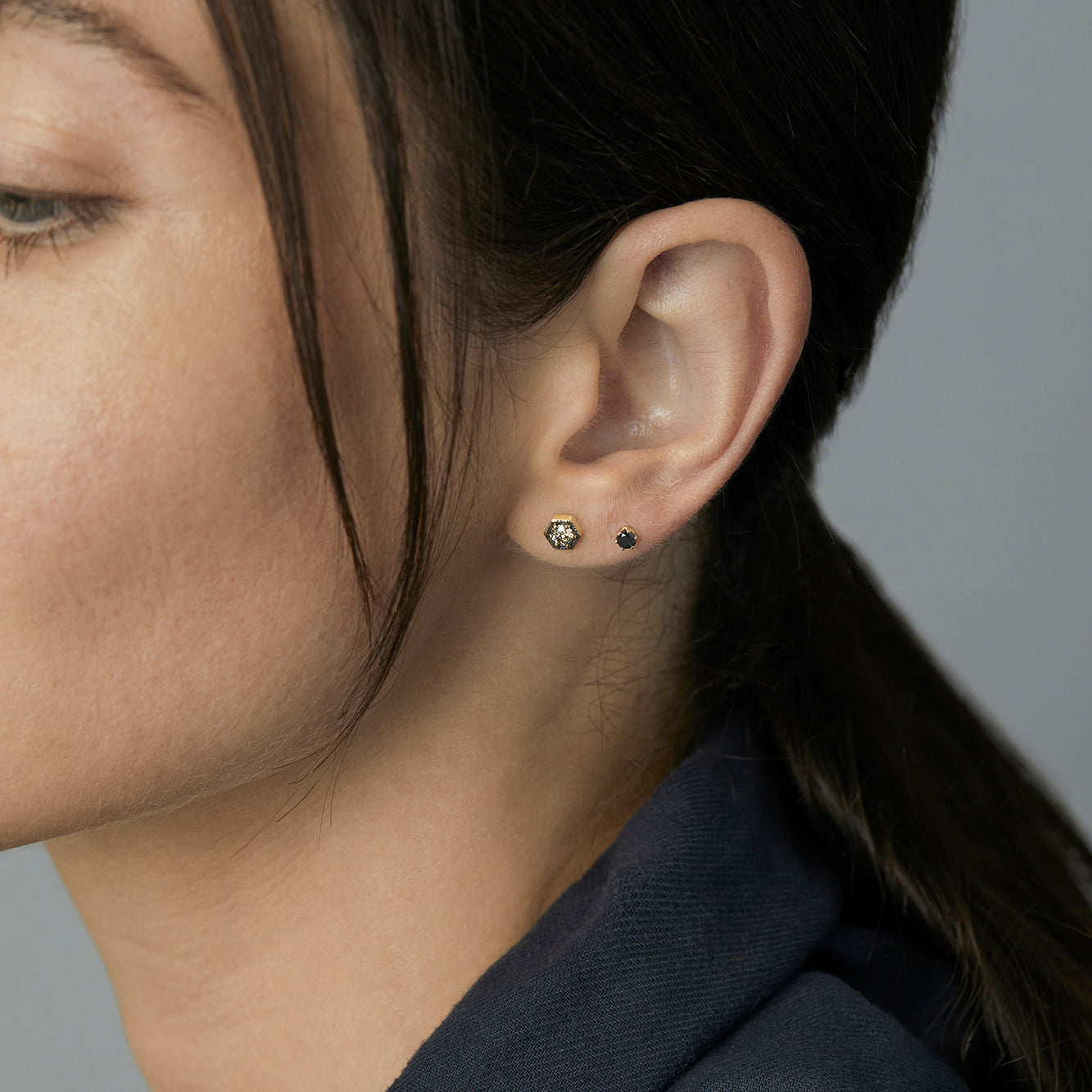 3.5mm Brown Diamond Hexagon Studs | E9903BR