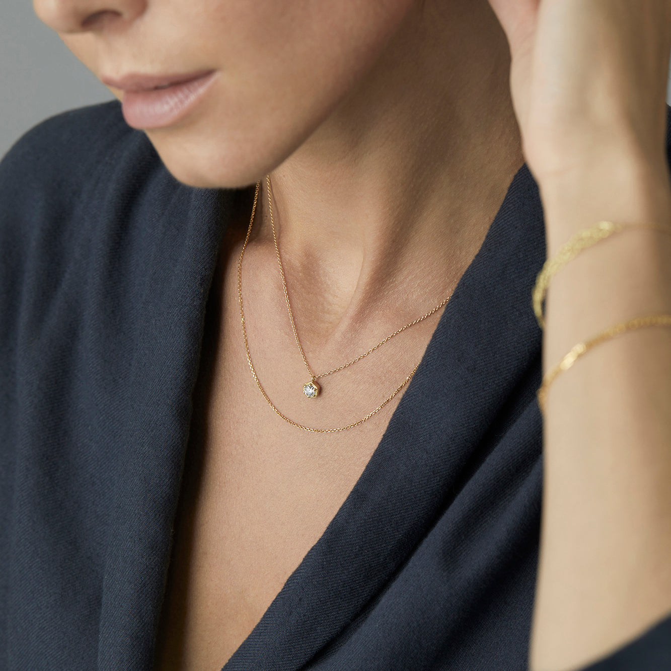 4.5mm White Diamond Hexagon Necklace | N9905W