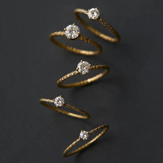 3mm White Diamond Homespun Solitaire Ring | R9002W ~