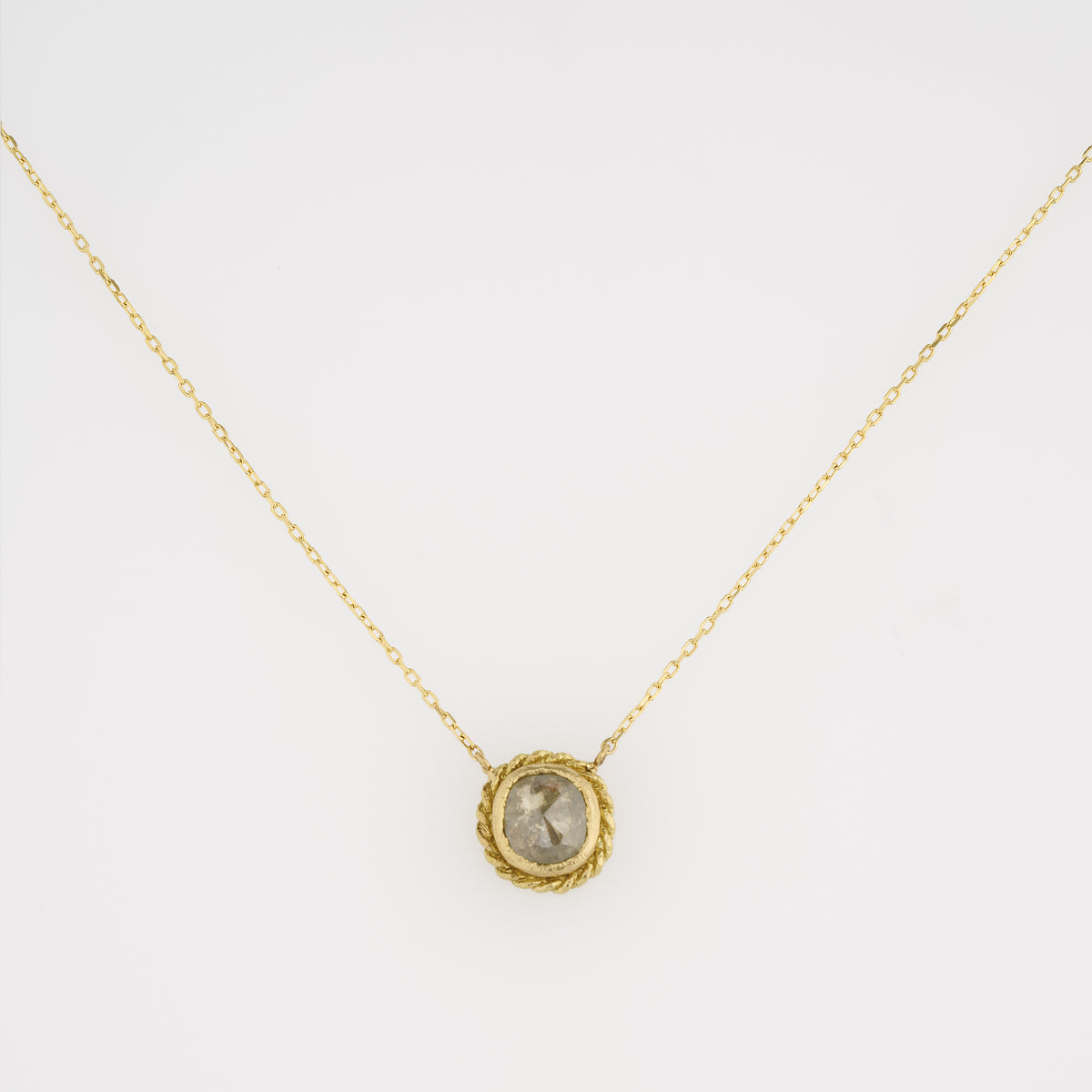 1.6 Carat One-of-a-Kind Rose Cut Feather Grey Diamond Necklace | DN41-OOAK
