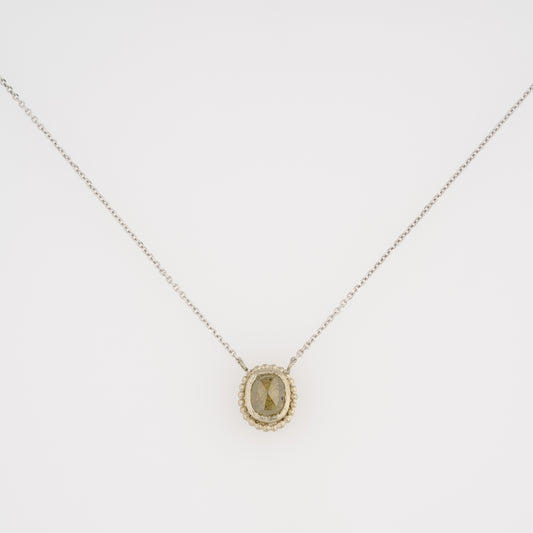 1.81 Carat One-of-a-Kind Rose Cut Pale Green Diamond Necklace | DN49-OOAK
