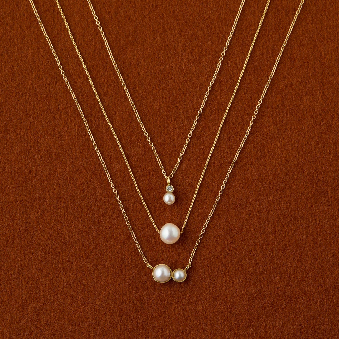 Mixed Media Pearl/White Diamond Necklace | N3901PW