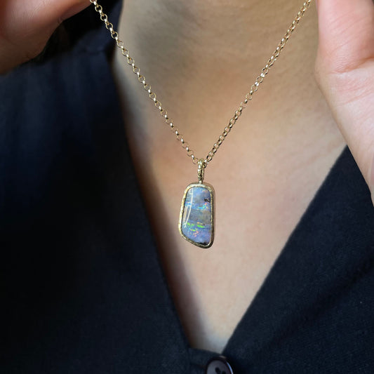3.86 Carat One-of-a-Kind Australian Opal Necklace | ON10-OOAK