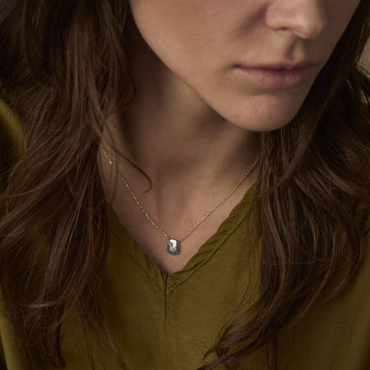 1.22 Carat One-of-a-Kind Sliced Feather Grey Diamond Necklace | DN35-OOAK
