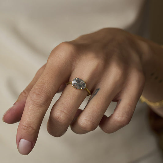 1.23 Carat One-of-a-Kind Sliced Salt and Pepper Diamond Ring | DR288-OOAK