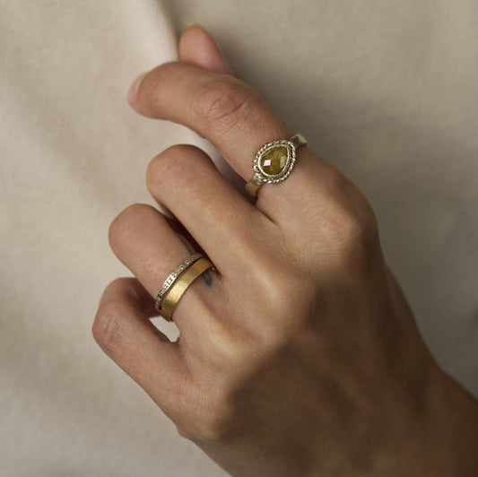 1.27 Carat One-of-a-Kind Rose Cut Yellow Ochre Diamond Ring | DR292-OOAK