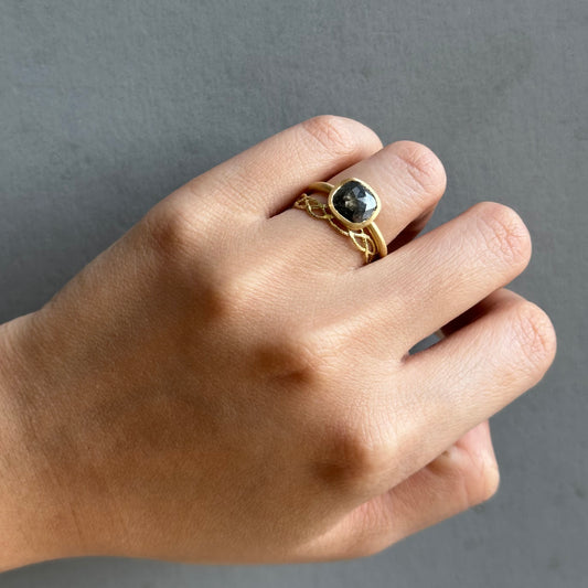 1.77 Carat One-of-a-Kind Rose Cut Smoky Black Diamond Ring | DR267-OOAK