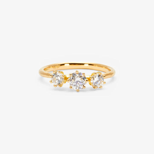 R19001W | Triple White Diamond Blooming Ring